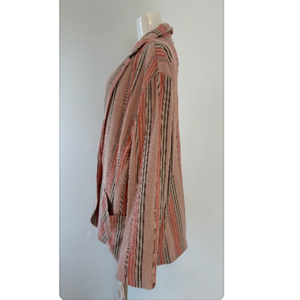 Free People Striped Blazer Jacket Pink Orange Oversized Size S - Picture 3 of 6